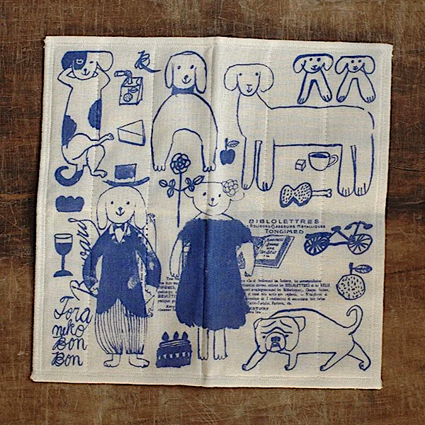 Toranekobonbon Siebenschicht-Handtuch | Hundemotiv aus Japan