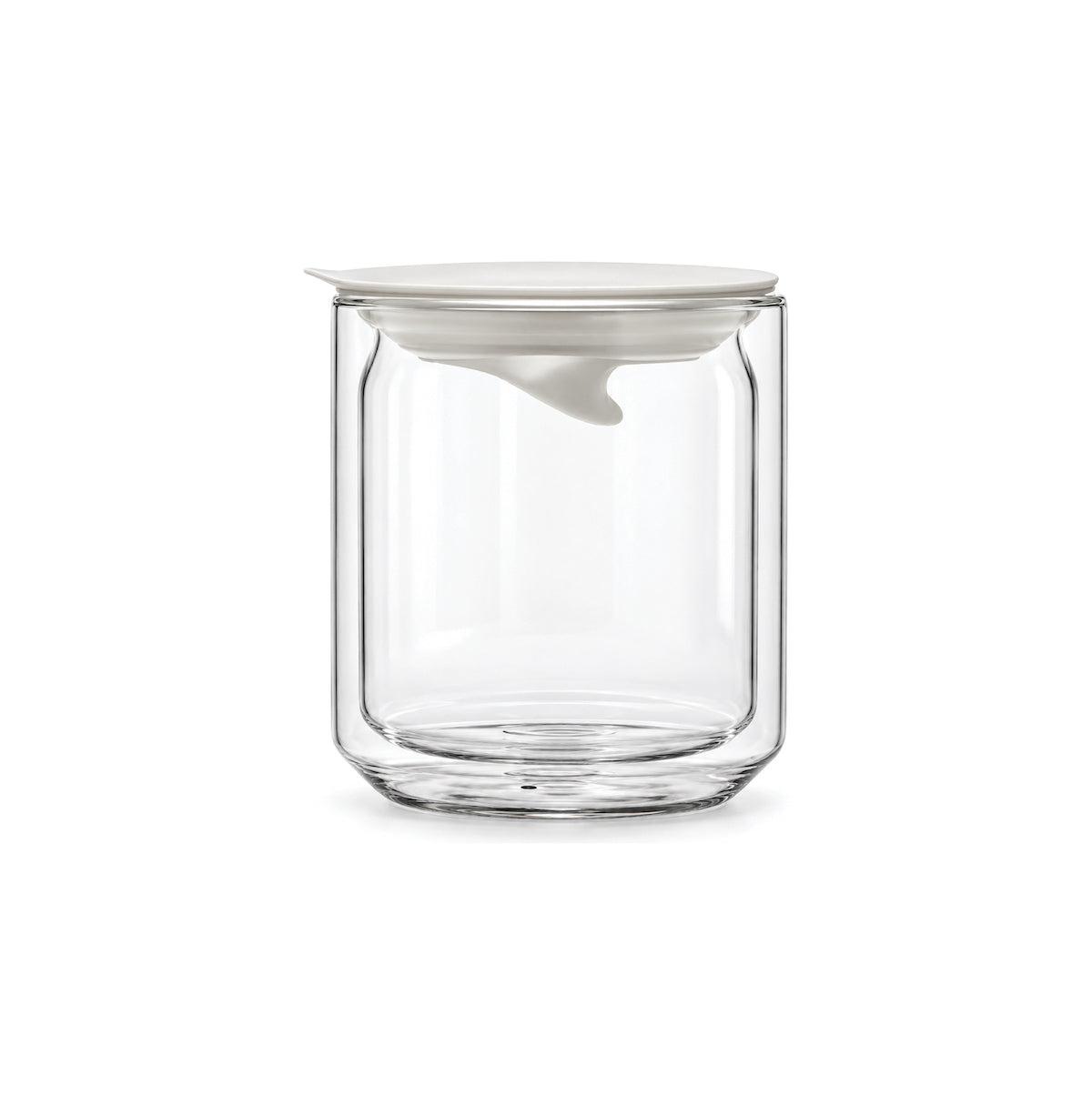 Transparenter HMM Space Jar Vorratsbehälter aus doppelwandigem Glas mit passendem Silikondeckel für Kaffee und Lebensmittel