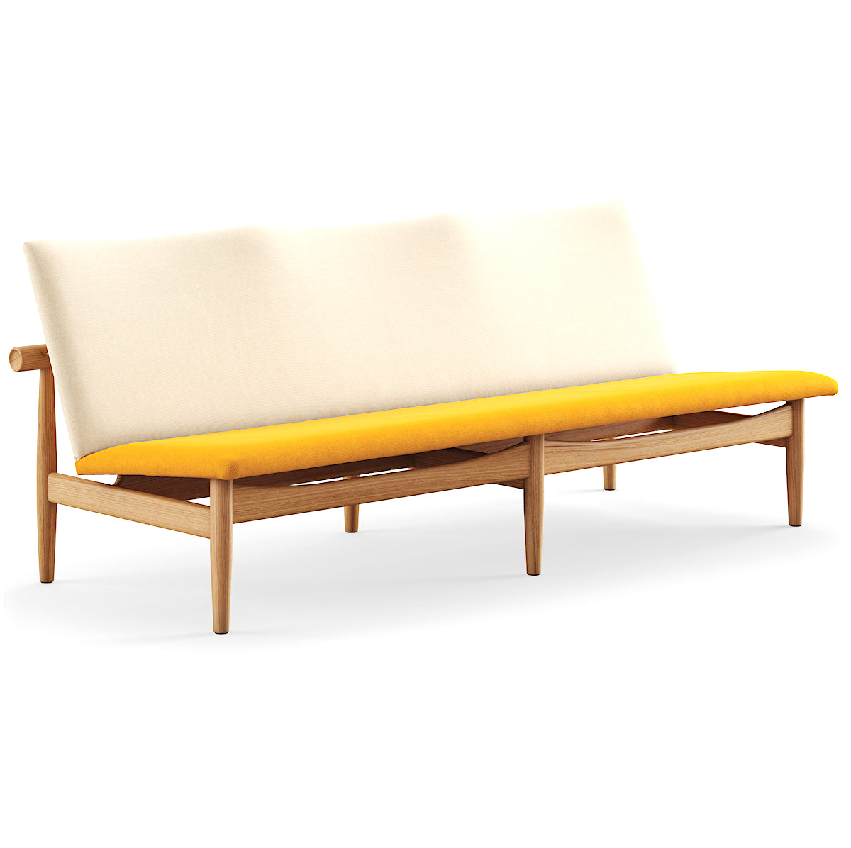 Japan Sofa 3-Sitzer | Walnuss und Eiche | Polsterung Stoff