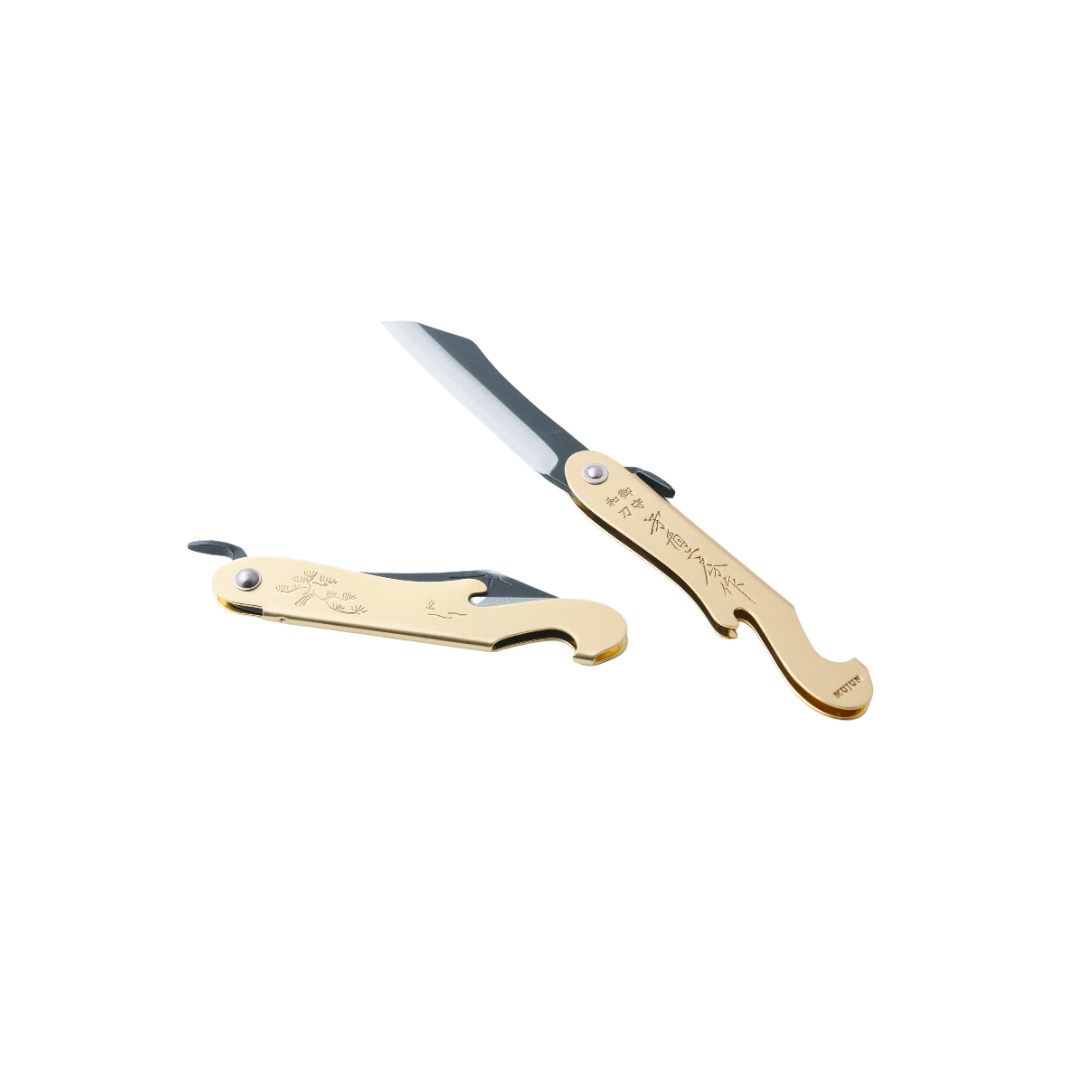 Klapptaschenmesser Fuji Higo Messing und Weisstahl | Mujun | Handmade in Japan