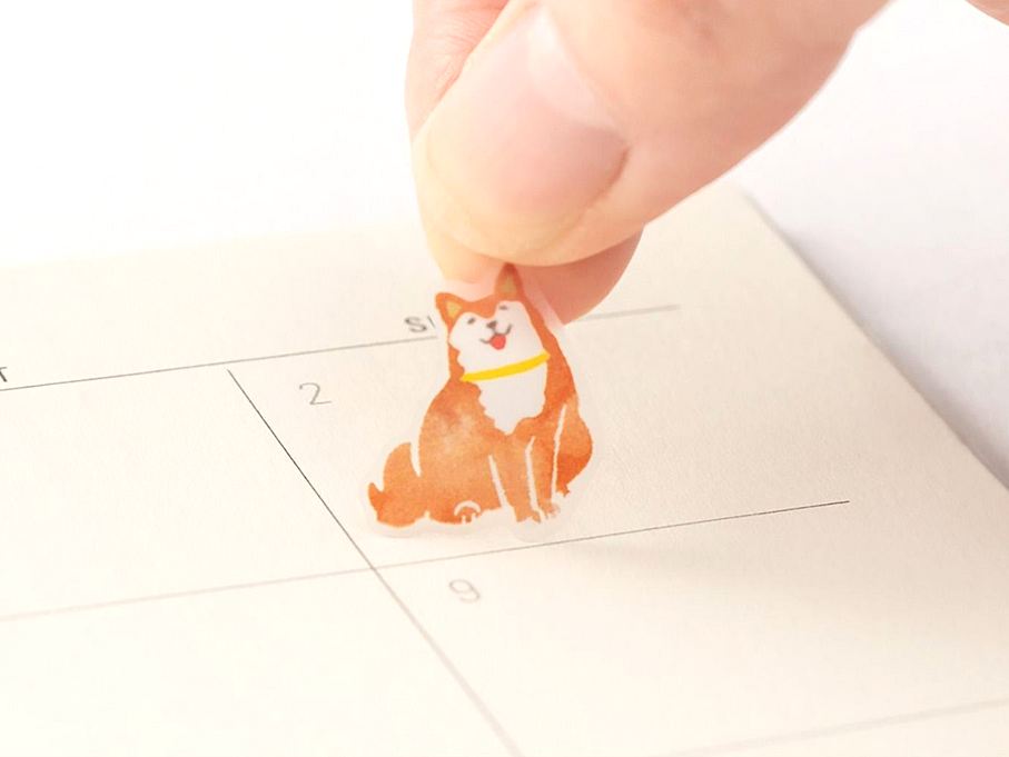 Sticker Braun | Hunde, Kaninchen, Kuchen & mehr für Planer & Journal | Midori made in Japan
