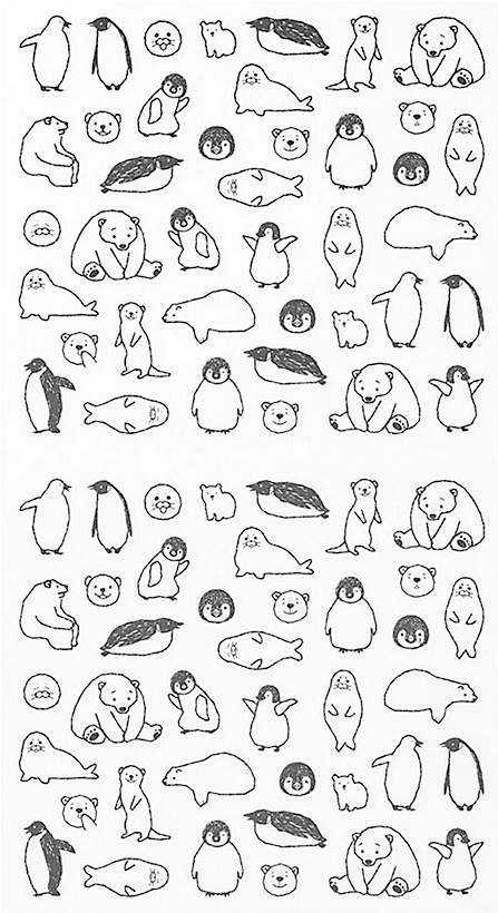 Meerestiere Planer-Sticker | Pinguin, Eisbär, Robbe & Seelöwe | Midori made in Japan