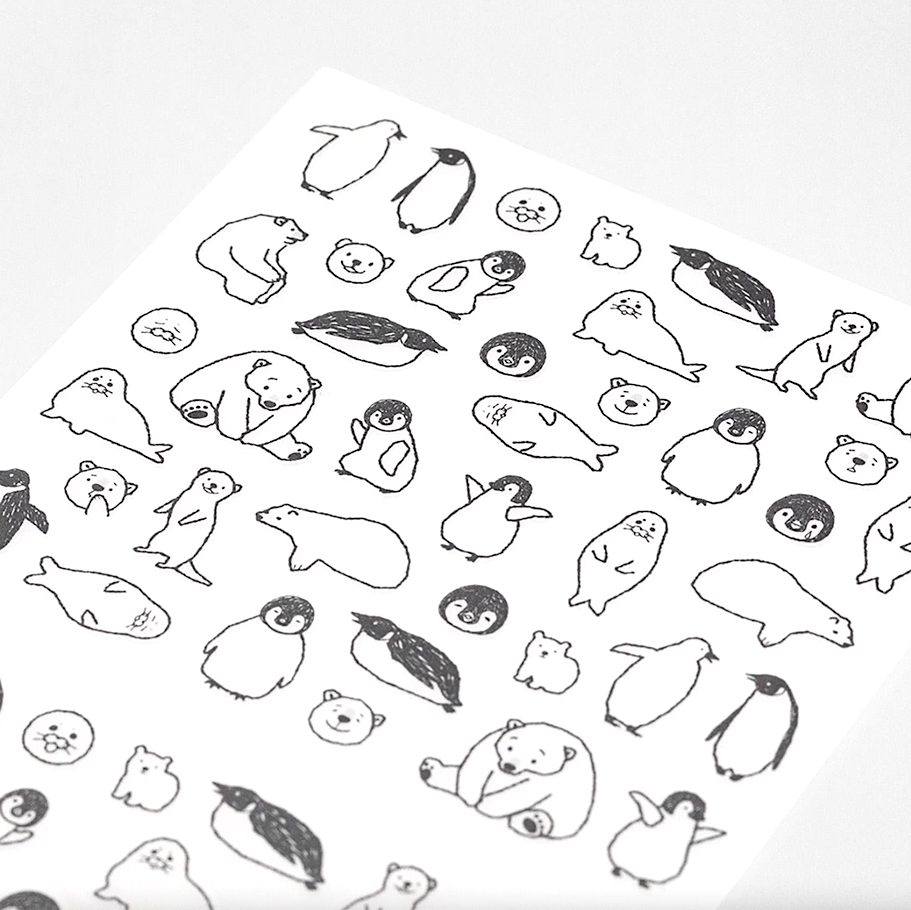 Meerestiere Planer-Sticker | Pinguin, Eisbär, Robbe & Seelöwe | Midori made in Japan