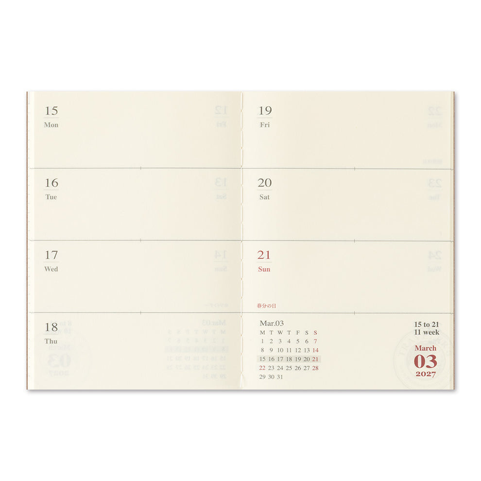 Agenda 2024 | Planificateur hebdomadaire horizontal | Taille du passeport