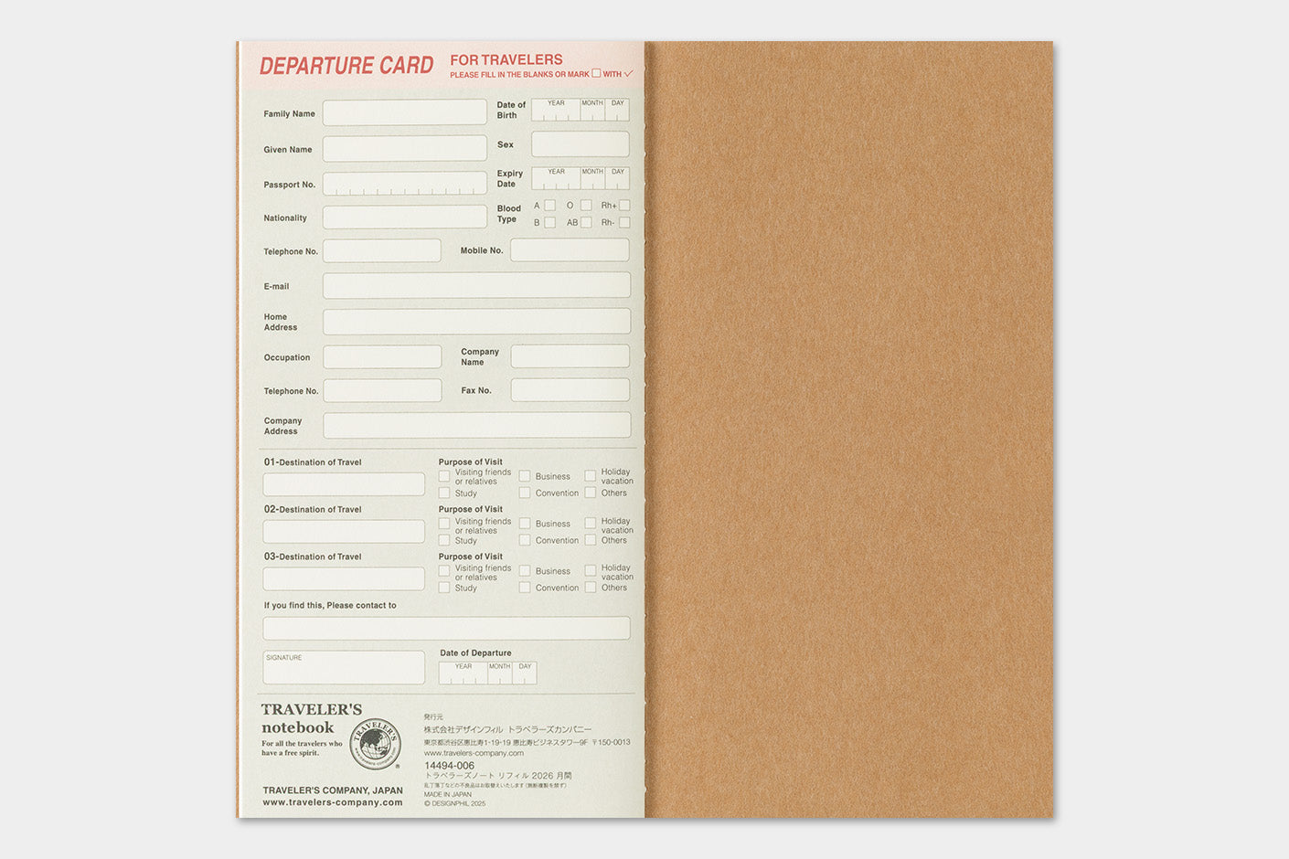 Agenda 2026 Monatsplaner Regular size | TRAVELER'S COMPANY | Made in Japan