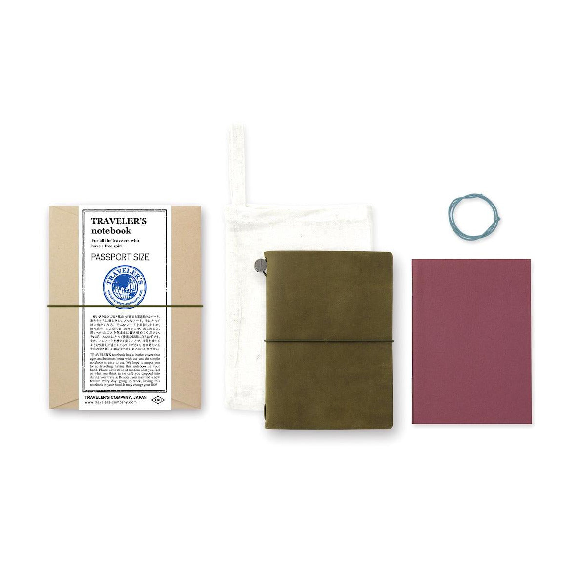 TRAVELER'S COMPANY - Notebook Starter Kit | Reisepassgrösse | olivefarbenes Leder