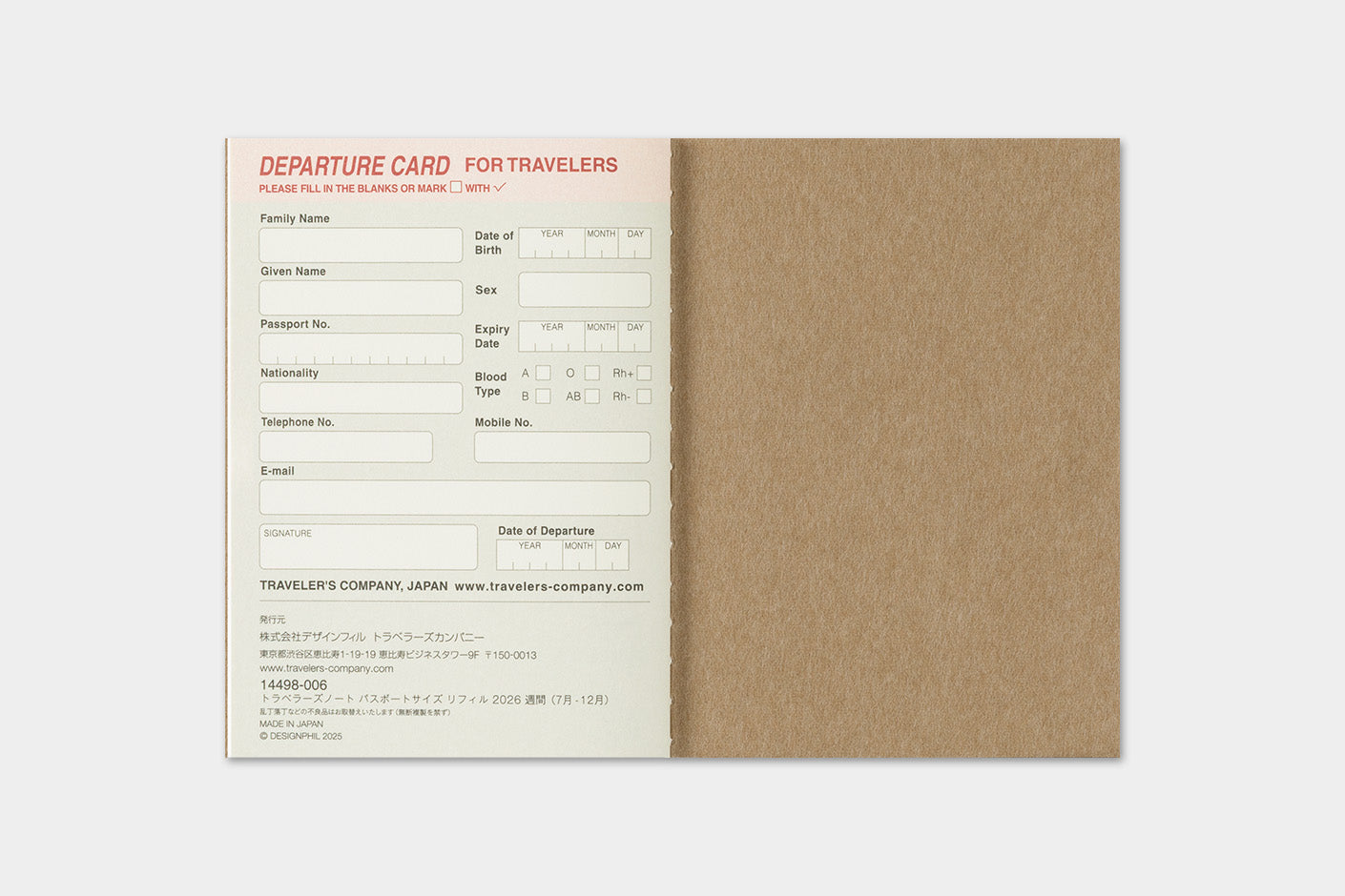 Travelers Company Agenda passport size | weekly 2026 | made in Japan