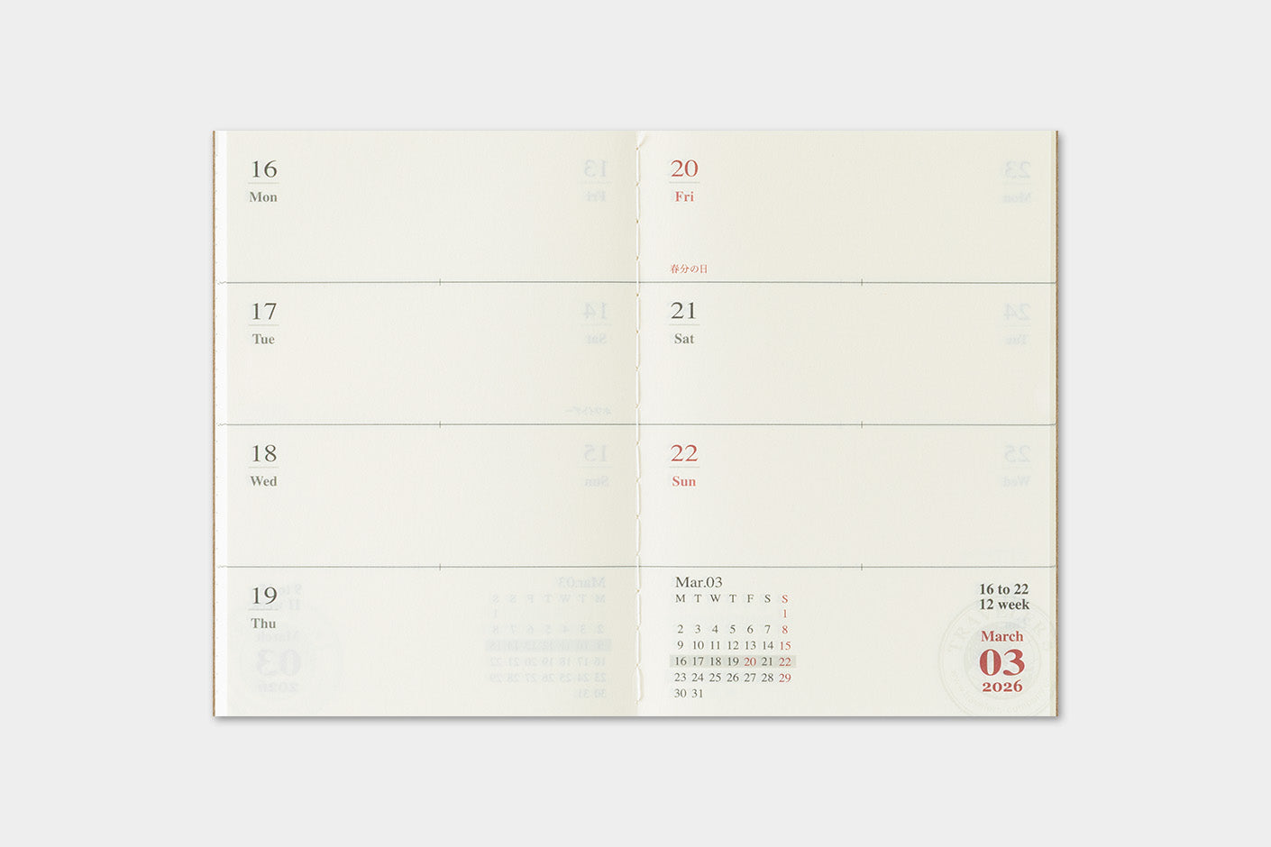 Travelers Company Agenda passport size | weekly 2026 | made in Japan