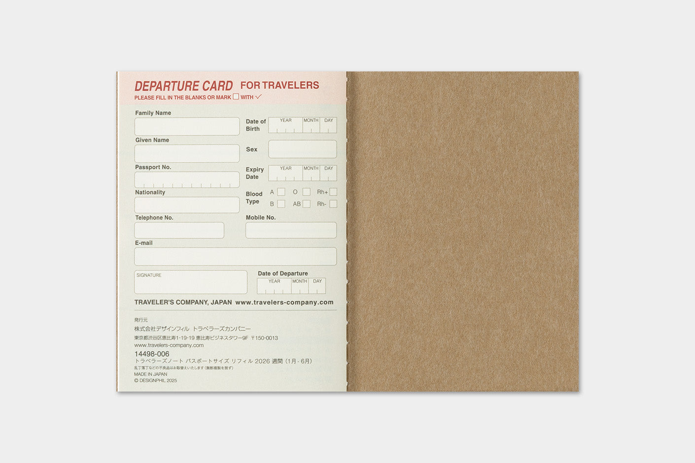 Travelers Company Agenda passport size | weekly 2026 | made in Japan