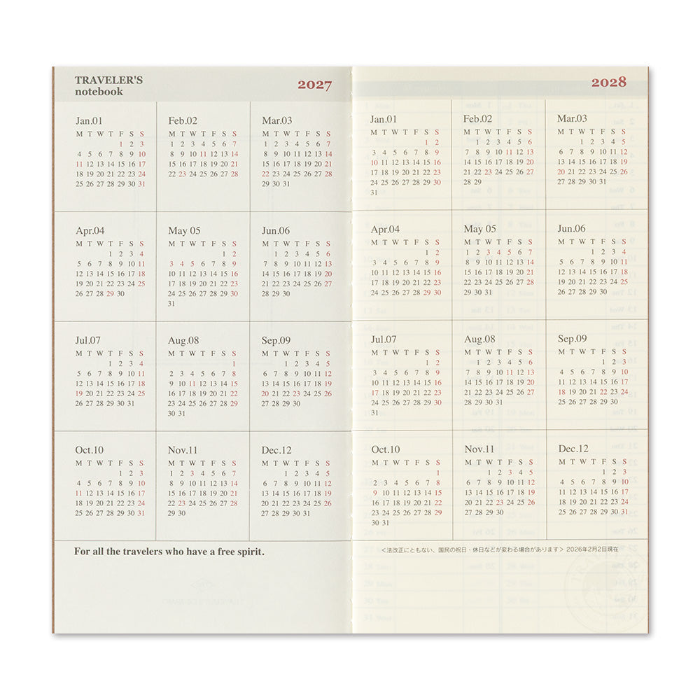 Traveler’s Notebook Agenda 2027 Weekly + Memo | Regular Size | Pre-Order