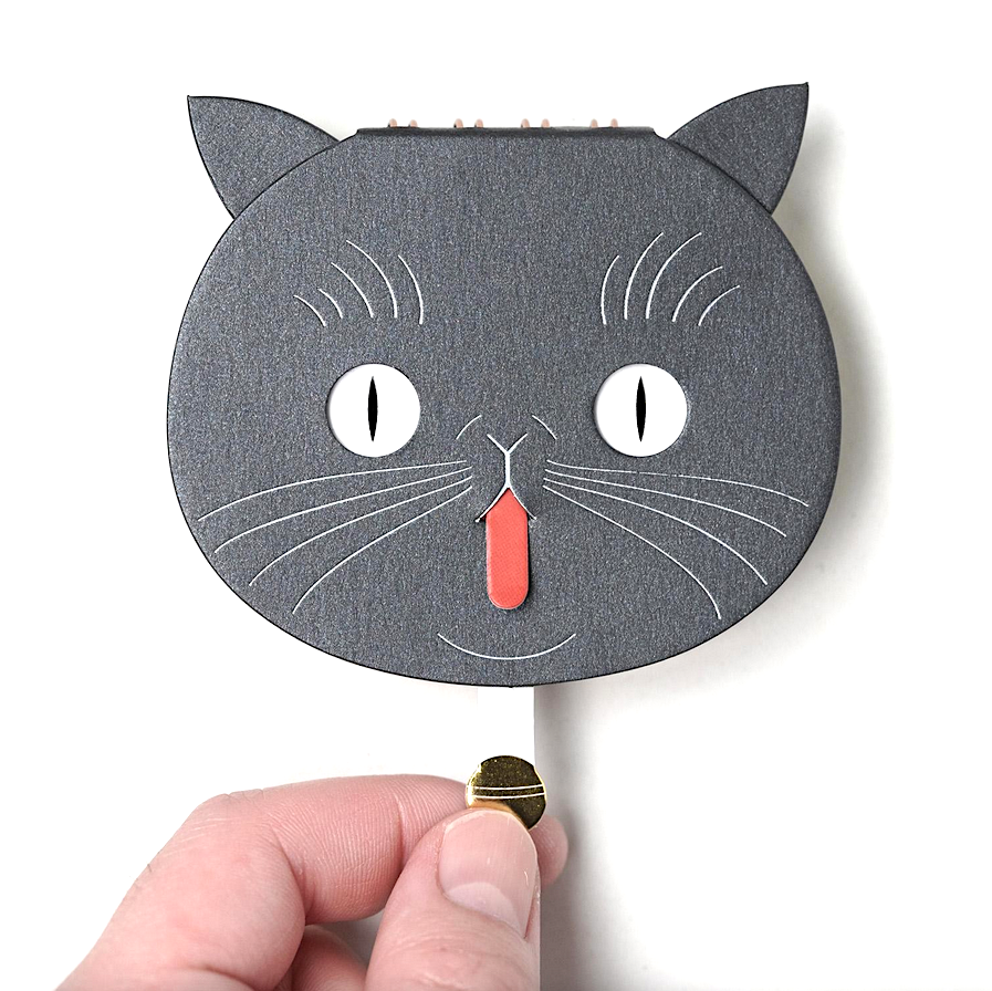 Cat Ring Memo Schwarz – Japanisches Notizbuch mit Spielmechanik | Yamama Japan