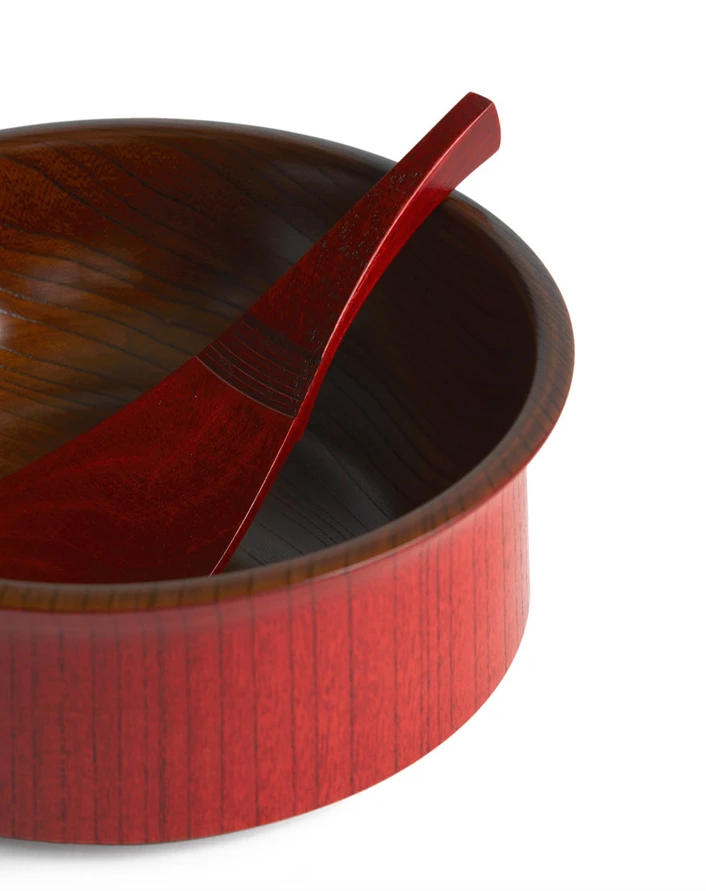Container für Reis mit Deckel aus Holz rot lackiert | HATASHIKKI | Handmade Japan