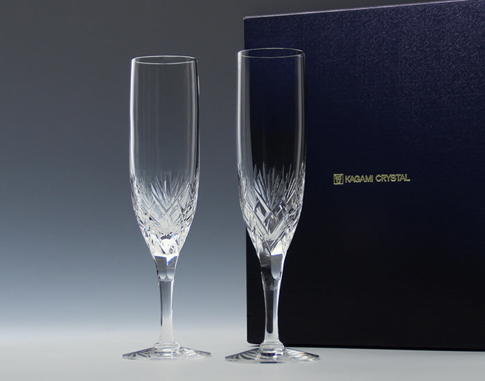 KAGAMI CRYSTAL Champagnerglas 2Set Bonheur In Kristall Made in Japan