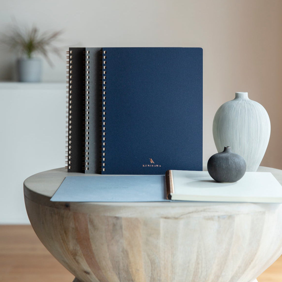 KUNISAWA Executive Ring Notebook Charcoal Handmade in Japan