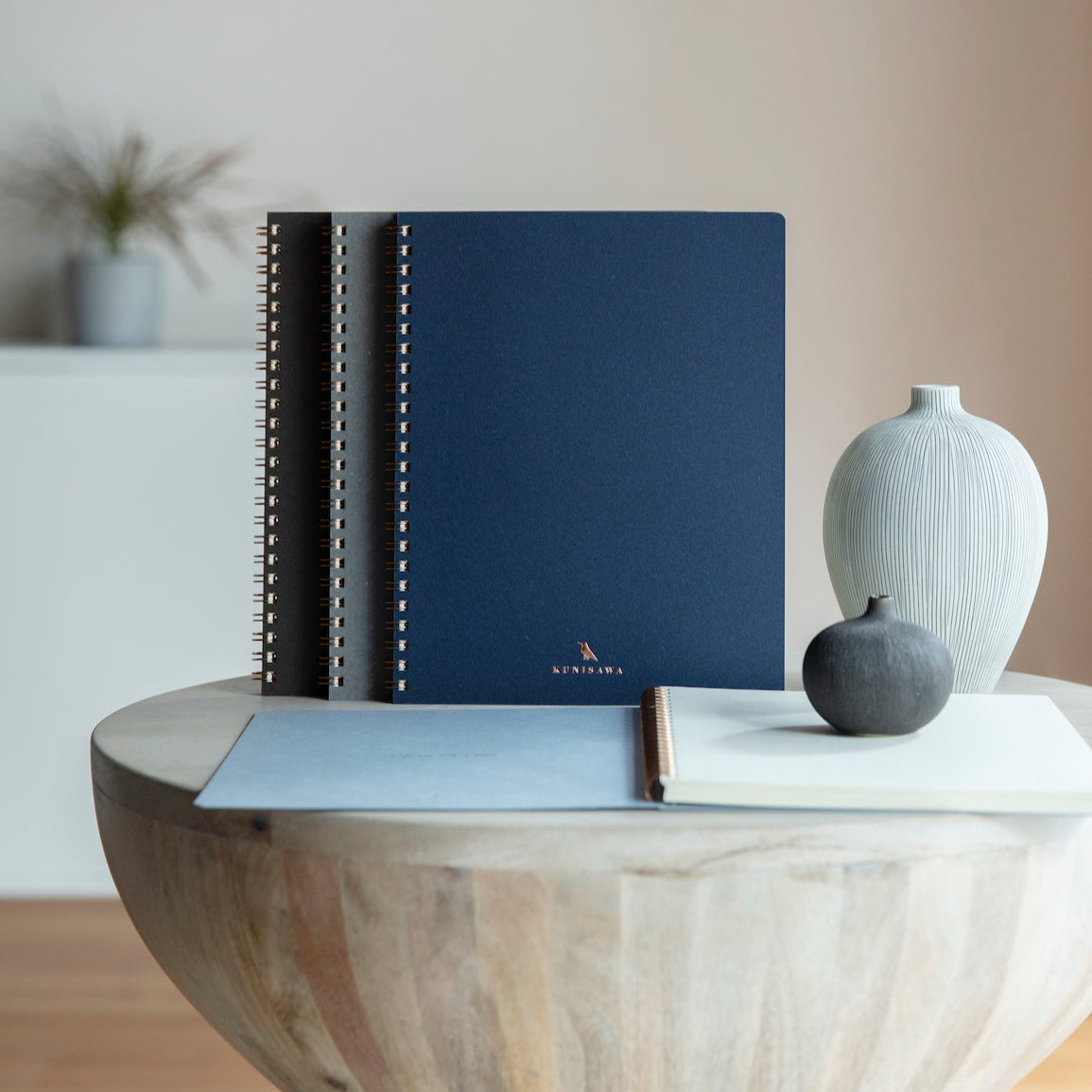 KUNISAWA Executive Ring Notebook Indigo Handmade in Japan 