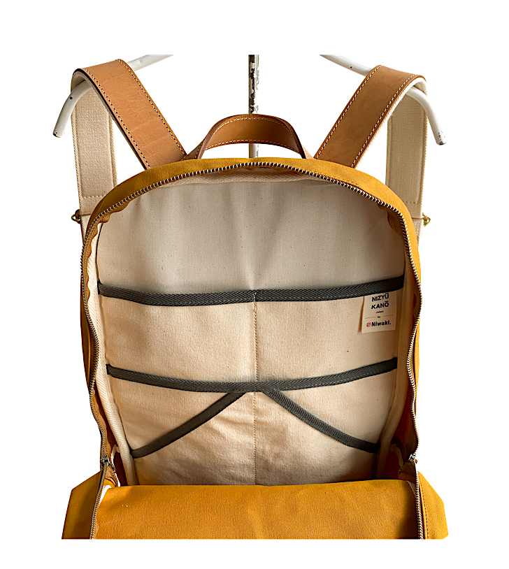 NIWAKI - Rucksack aus Canvas Nizyū Kanō Karashi Yellow | Made in Japan