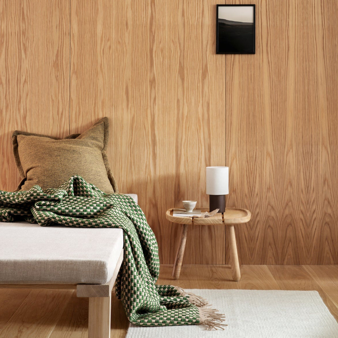 RØROS TWEED - Lammwolldecke Isak grün-beige | Made in Norwegen