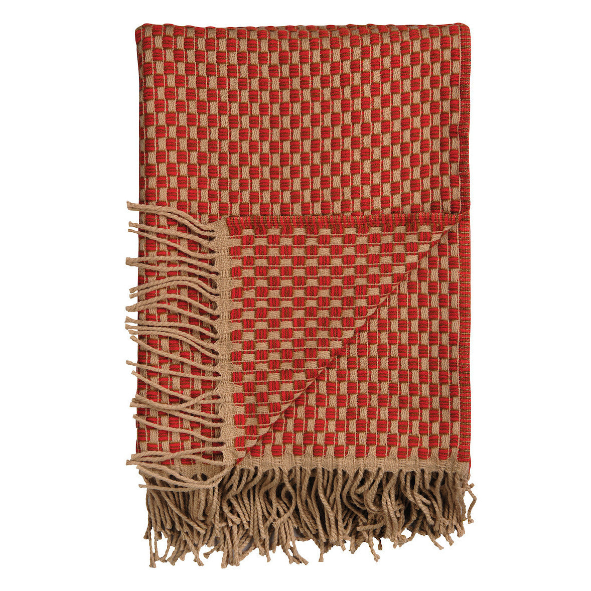 RØROS TWEED - Lammwolldecke rot-beige Isak | Made in Norwegen