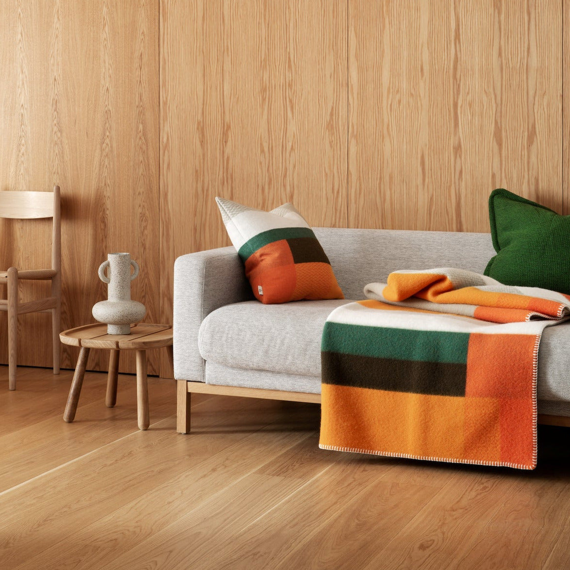 RØROS TWEED - Lammwolldecke Bauhausstil orange Mikkel | Made in Norwegen