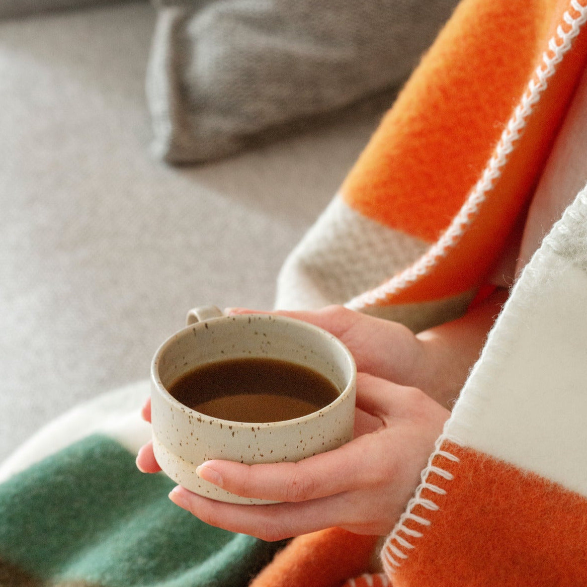 RØROS TWEED - Lammwolldecke Bauhausstil orange Mikkel | Made in Norwegen