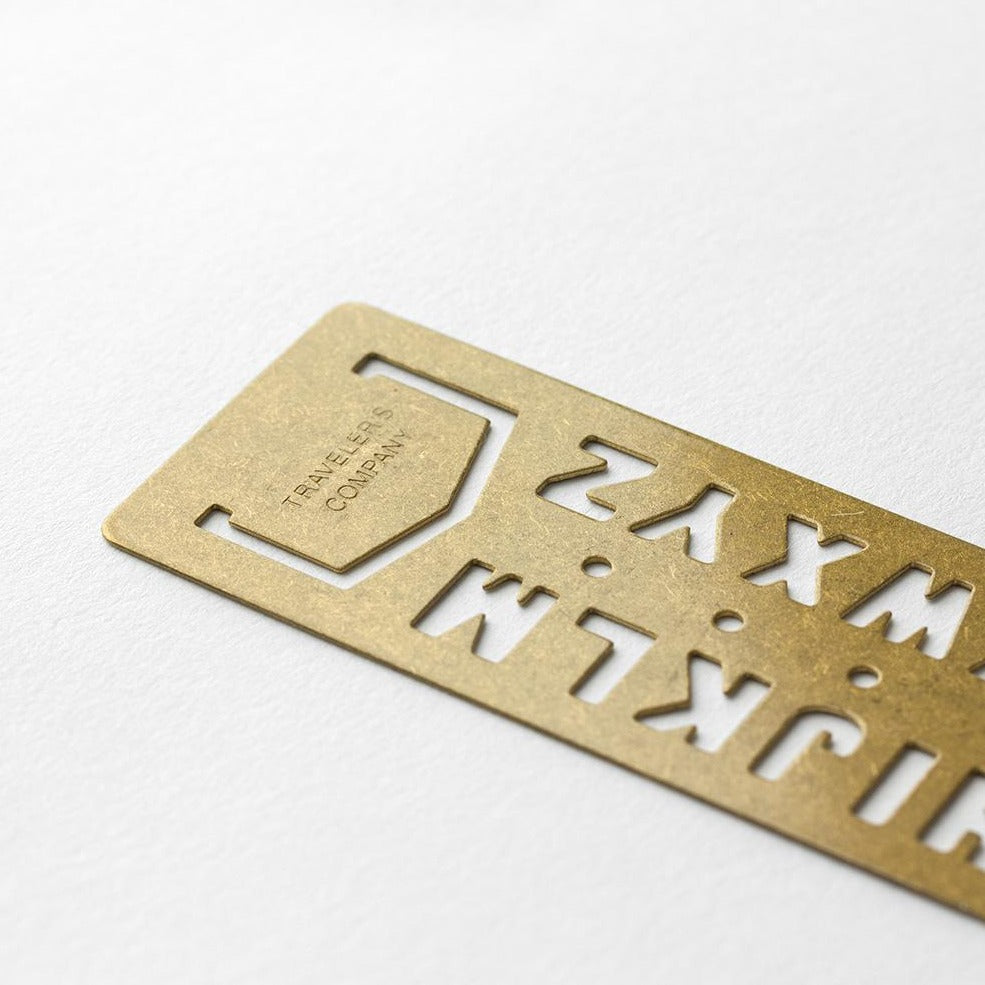 TRAVELER'S COMPANY, BRASS TEMPLATE BOOKMARK, alphabet, gift idea