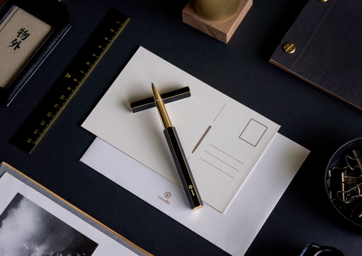 Kugelschreiber (Tintenroller) aus Messing schwarz | ystudio | Handmade in Taiwan