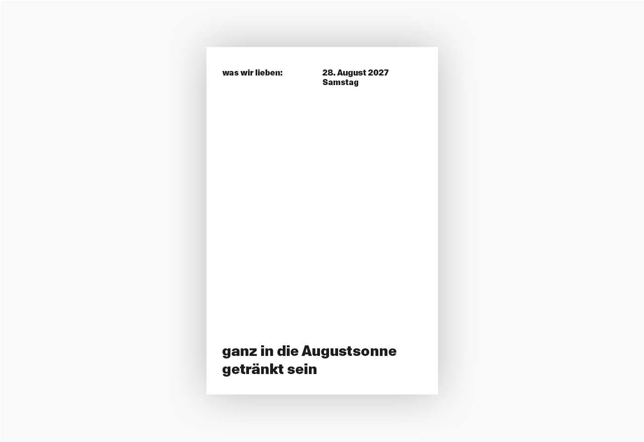 Was wir lieben 2027 – Tagesabreisskalender | Vorbestellung