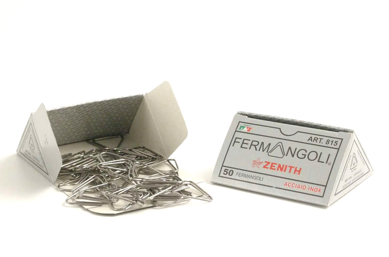 Bürorklammer Corner Clips Zenith 815 aus Stahl silber | Made in Italy