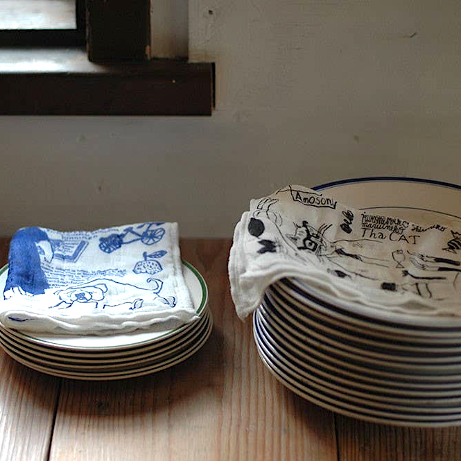 Toranekobonbon Siebenschicht-Handtuch | Hundemotiv aus Japan