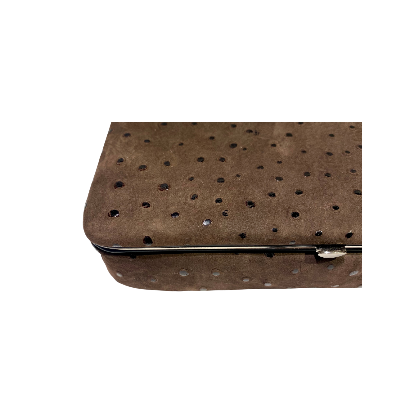 Beautybox aus Straussenleder | Innenspiegel und Nagelfeile | dunkelbraun