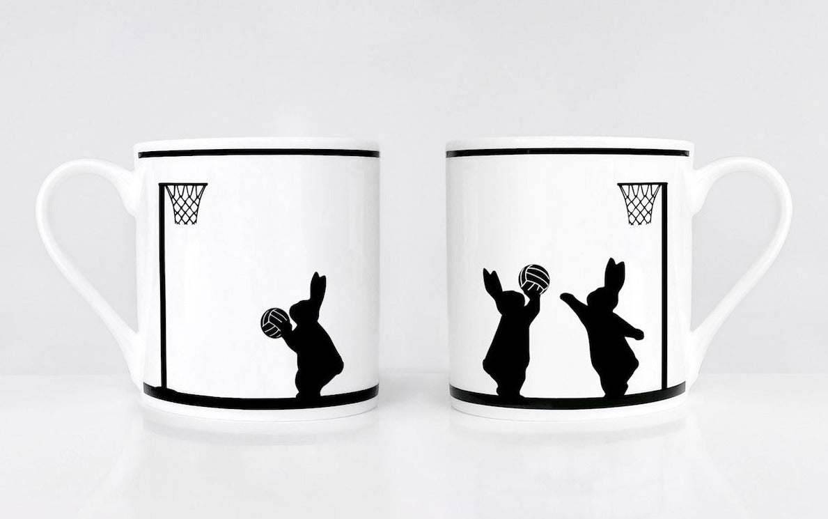 Porzellantasse Basketball Rabbit handbemalt | HAM | Handmade in UK