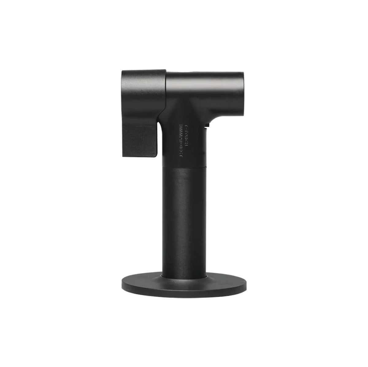 HMM T-Torch Design-Gasbrenner in Schwarz mit markanter T-Form, einstellbarer Flamme und rundem Standfuss.