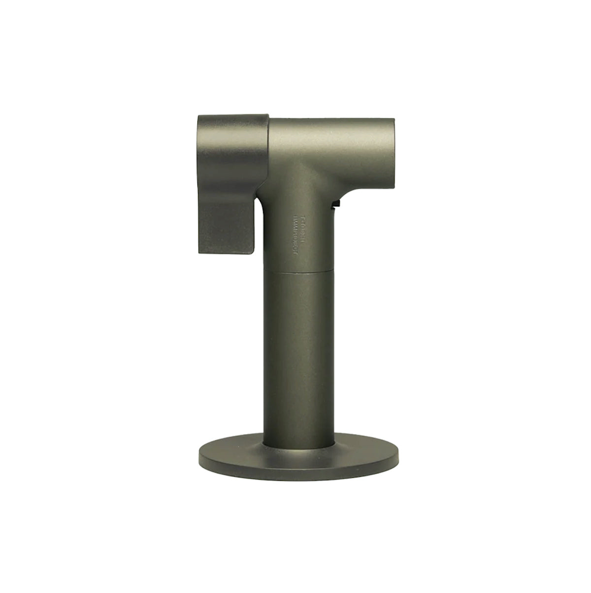 HMM T-Torch Design-Gasbrenner in Grün mit markanter T-Form, einstellbarer Flamme und rundem Standfuss.