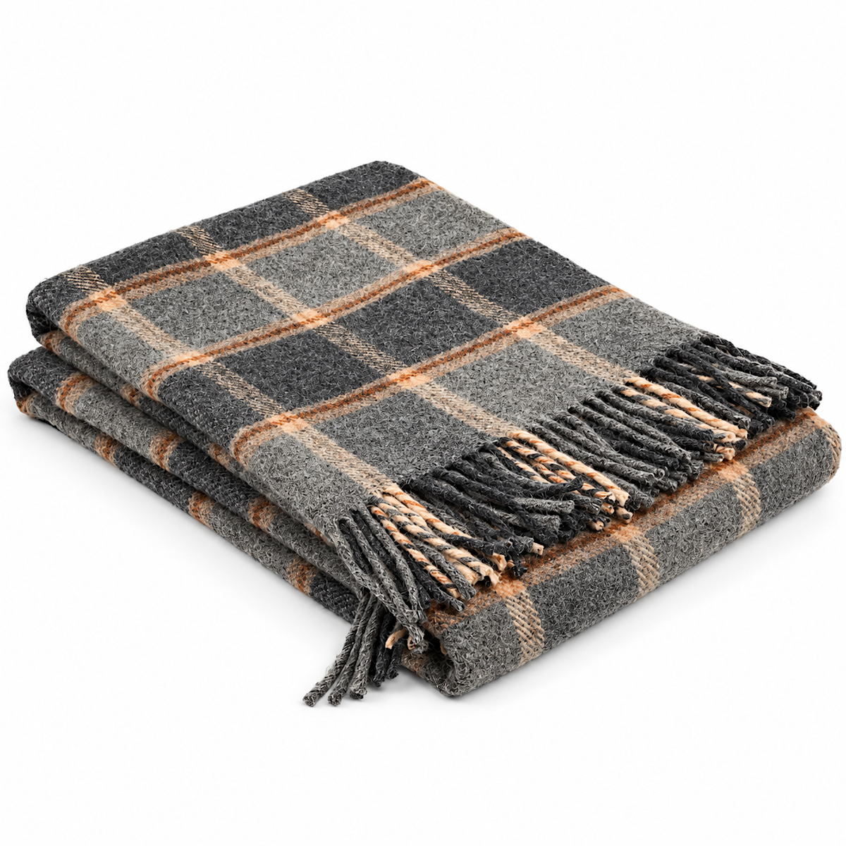 Mantas Ezcaray Shetland Wolldecke SN-7 aus 100 % Shetlandwolle mit klassischem Karomuster, 140 × 200 cm, hergestellt in Spanien