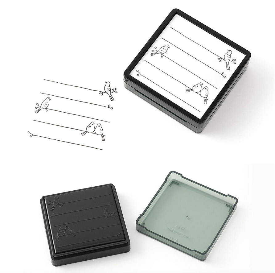 Paintable Stempel Vogel – Vorgetränkt, ausmalbar & wasserfest | Midori Japan