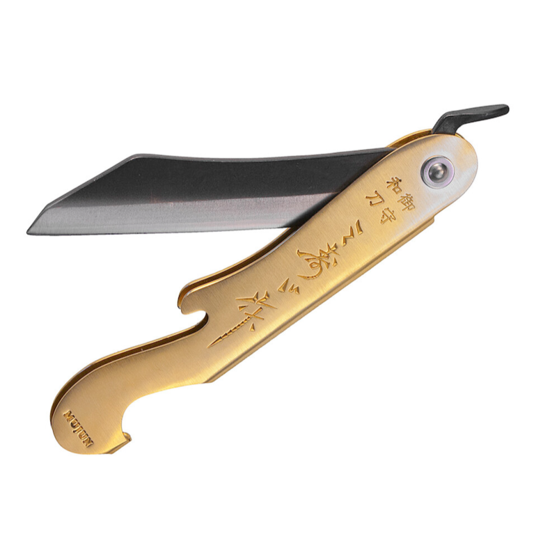 Klapptaschenmesser Fuji Higo Messing und Weisstahl | Mujun | Handmade in Japan