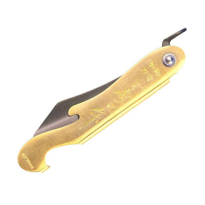 Klapptaschenmesser Fuji Higo Messing und Weisstahl | Mujun | Handmade in Japan