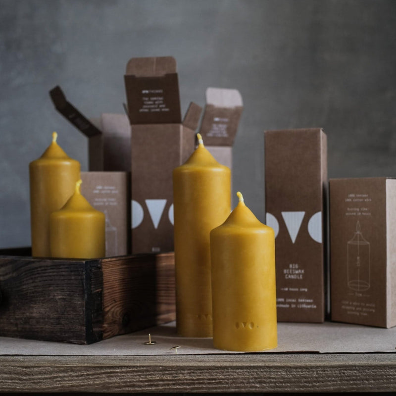 Kerzen | Zylinderkerze aus Bienenwachs | OVO THINGS | Handmade in Litauen