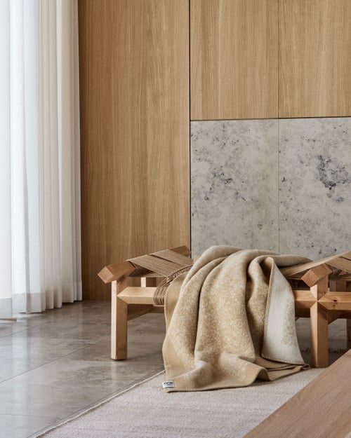 Decke Mineral | Lammwolle | Sand | 135 x 200 cm