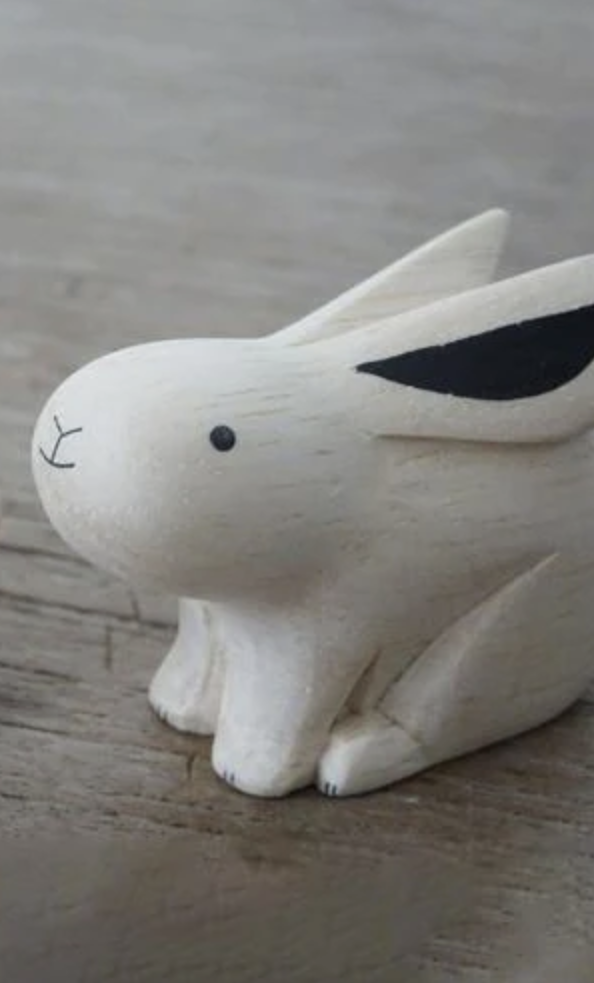 Polepole Oyako Kaninchen | Elterntier Holzfigur