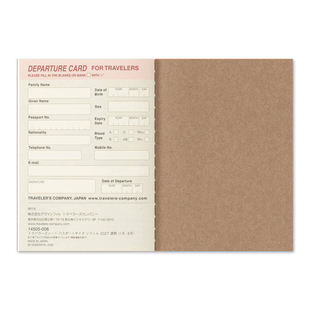 Traveler’s Notebook Agenda 2027 Weekly | Passport Size | Pre-Order