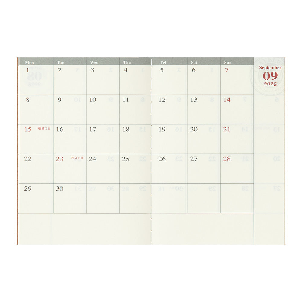 Agenda 2025 Monatsplaner Passport size | TRAVELER'S COMPANY | Made in Japan