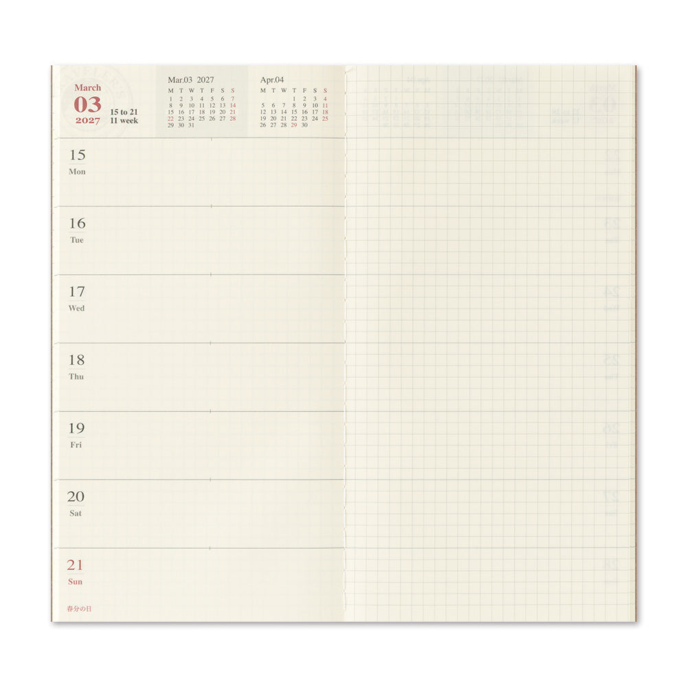Traveler’s Notebook Agenda 2027 Weekly + Memo | Regular Size | Pre-Order