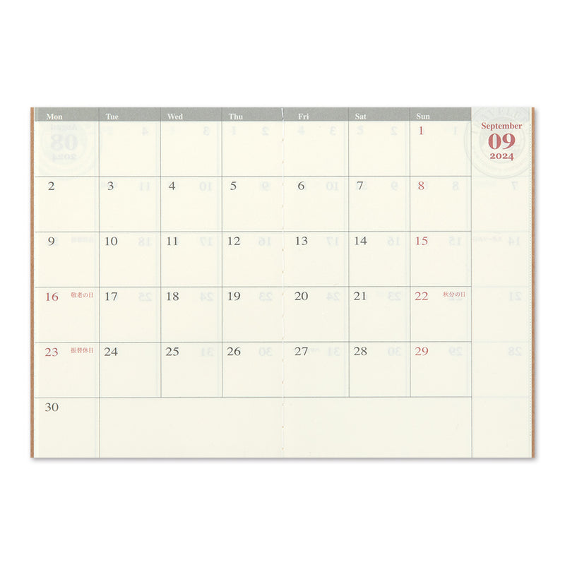 Agenda 2024 Monatsplaner Passport size | TRAVELER'S COMPANY | Made in Japan