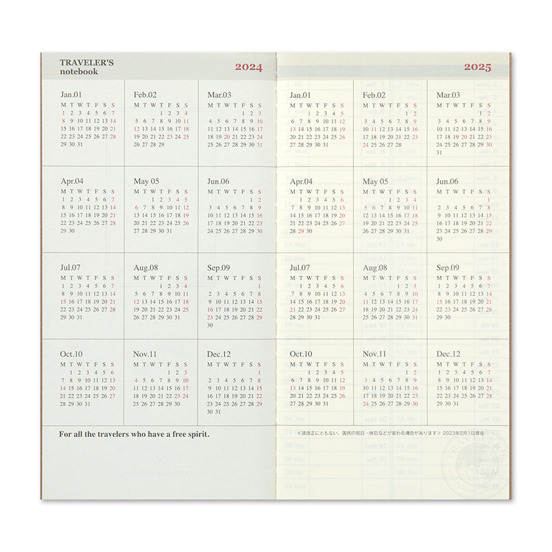 Agenda 2024 mit horizontalem Wochenplaner Regular size | TRAVELER'S COMPANY | Made in Japan