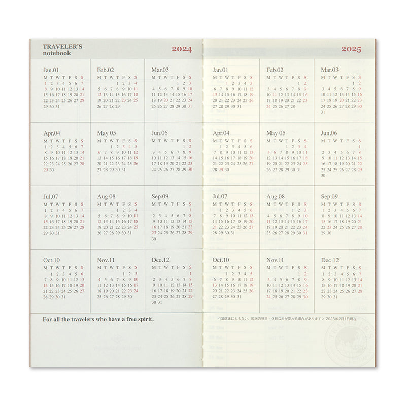 Agenda 2024 Wochenplaner vertikal | Regular size | TRAVELER'S COMPANY | Made in Japan