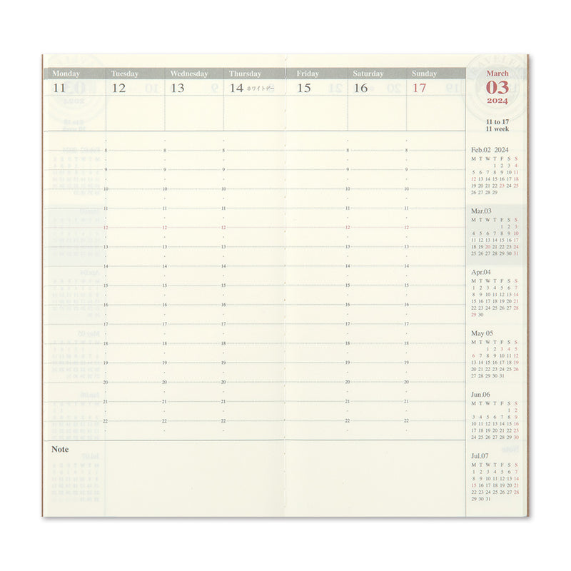 Agenda 2024 Wochenplaner vertikal | Regular size | TRAVELER'S COMPANY | Made in Japan