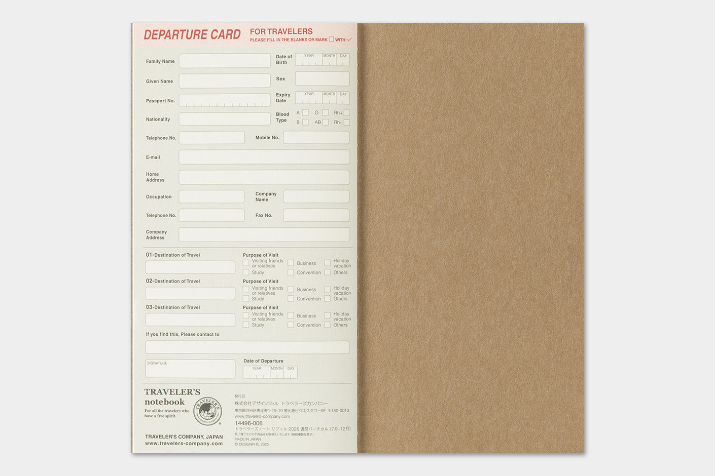 Agenda 2026 Wochenplaner vertikal | Regular size | TRAVELER'S COMPANY | Made in Japan