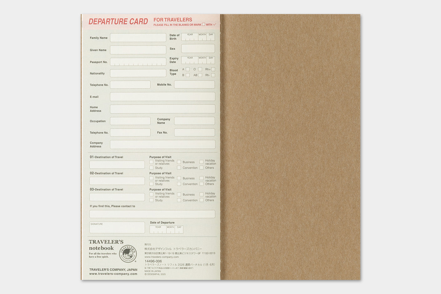 Agenda 2026 Wochenplaner vertikal | Regular size | TRAVELER'S COMPANY | Made in Japan