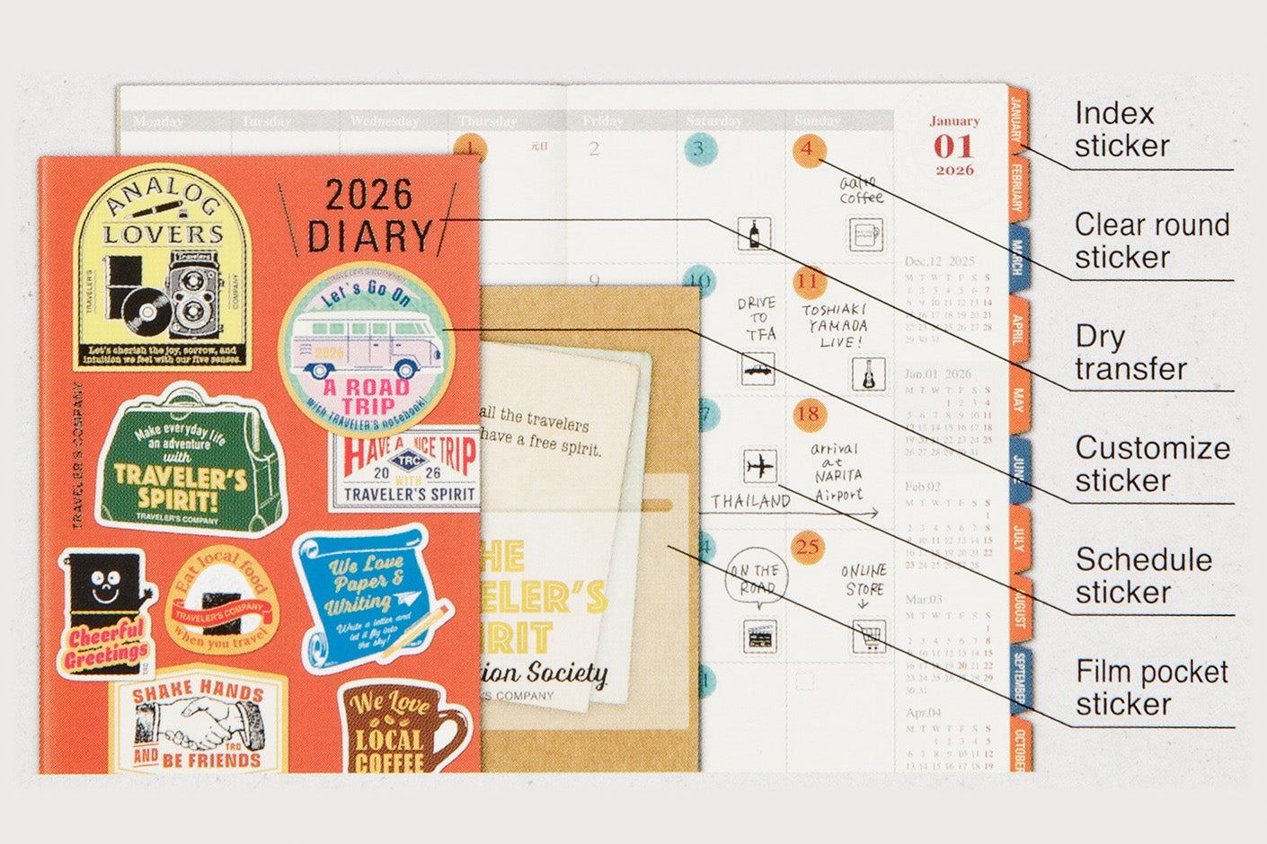 Sticker-Set für Agenda 2026 | TRAVELER'S COMPANY | Made in Japan